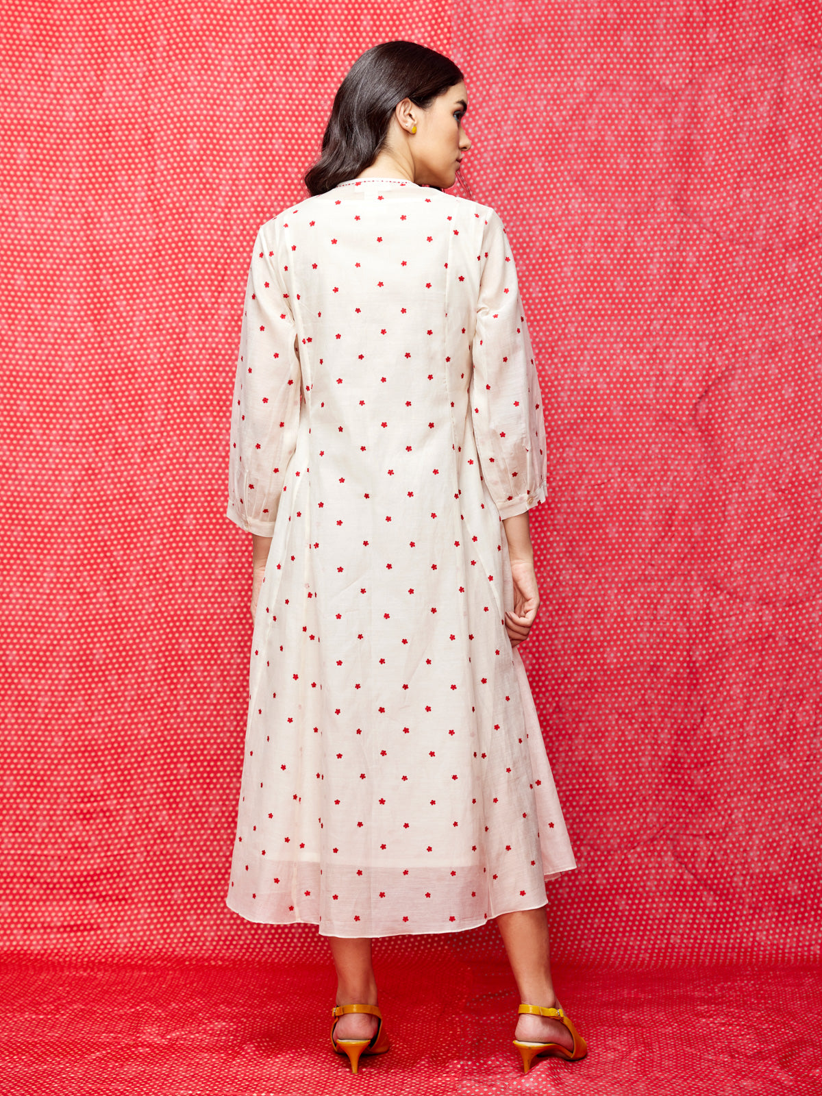 Ivory Embrodiered Chanderi Wrap Dress