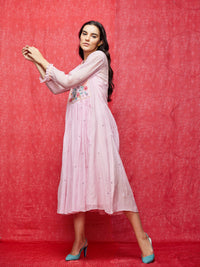 Pink Multi Embroidered Dress