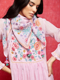 Pink Multi Embroidered Dress