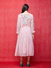 Pink Multi Embroidered Dress