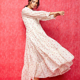 Ivory Embrodiered Chanderi Boho Dress