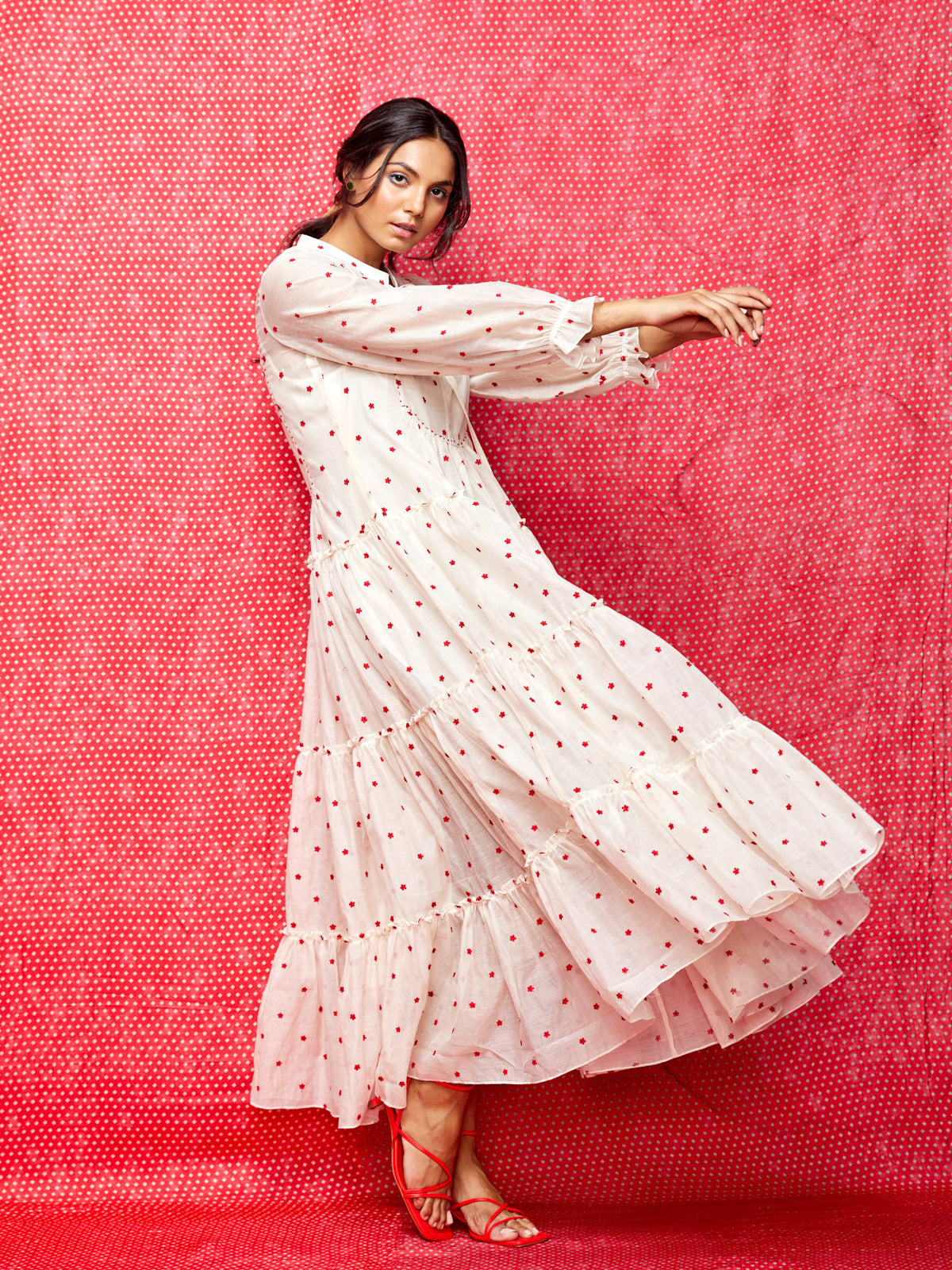Ivory Embrodiered Chanderi Boho Dress