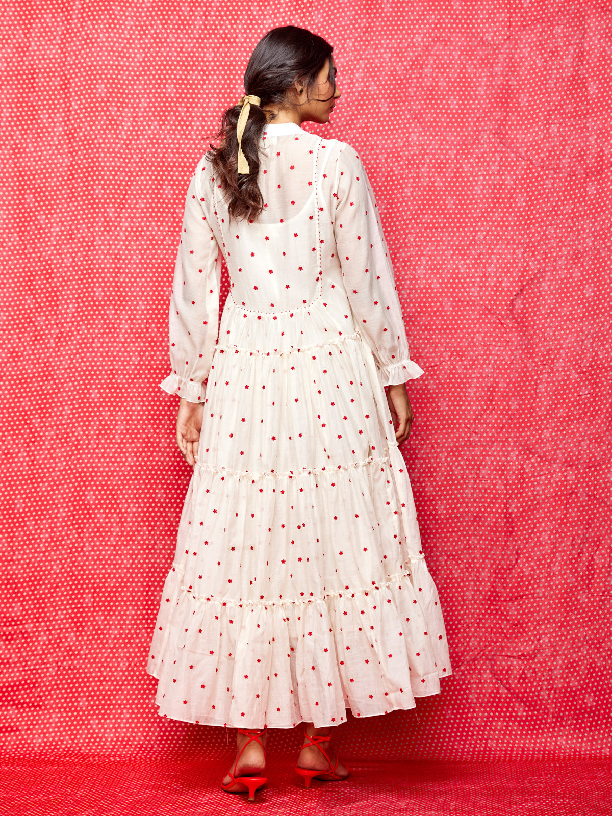 Ivory Embrodiered Chanderi Boho Dress