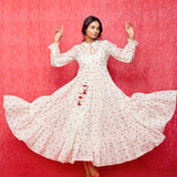 Ivory Embrodiered Chanderi Boho Dress