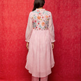 Pink Multi Embrodiered Round Hem Dress