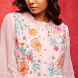 Pink Multi Embrodiered Round Hem Dress