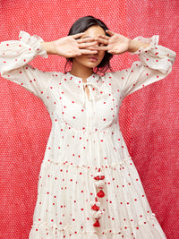 Ivory Embrodiered Chanderi Boho Dress