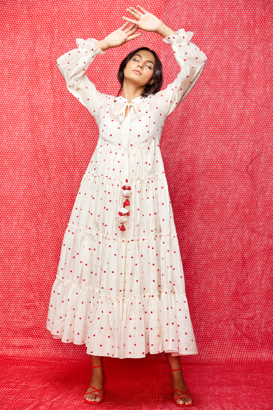 Ivory Embrodiered Chanderi Boho Dress