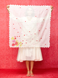 Ivory Embrodiered Chanderi Scarf