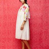 Ivory Multi Applique Embroidered Chanderi Dress