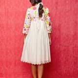 Ivory Multi Applique Embroidered Chanderi Dress