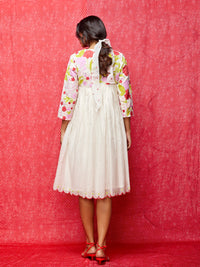 Ivory Multi Applique Embroidered Chanderi Dress
