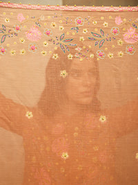 Rose Brown Embroidered Scarf