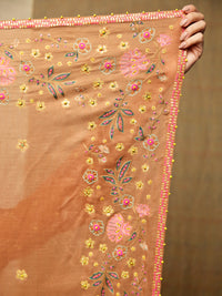 Rose Brown Embroidered Scarf