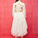 Ivory Rose Appliqué & Kantha Handwork Silk Chanderi Tunic