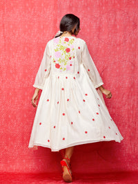 Ivory Multi Applique Embroidered Chanderi Jacket