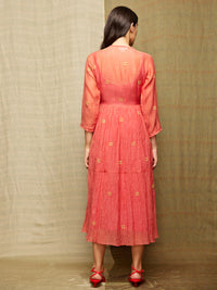 Red Multi Applique Embroidered Dress