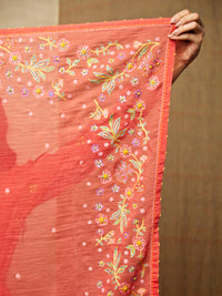 Red Multi Embroidered Scarf