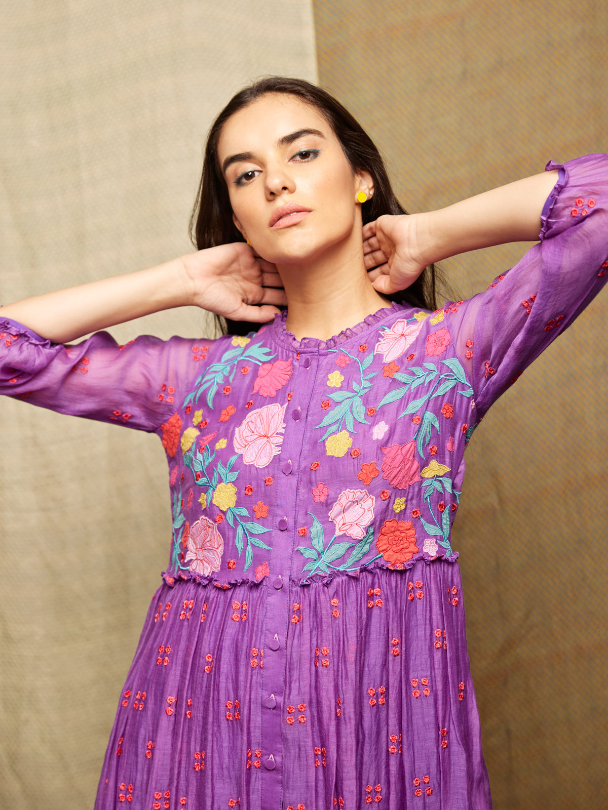 Rose Purple Embroidered Tunic