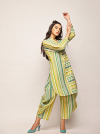 Printed Green Polka Dots Striped Tunic