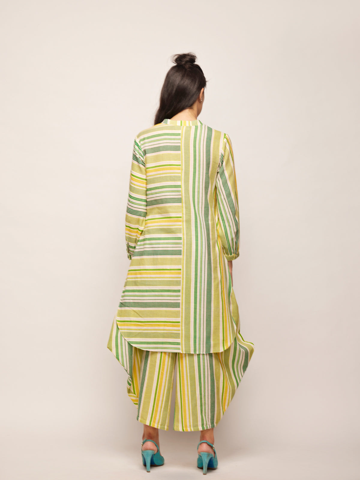 Printed Green Polka Dots Striped Tunic