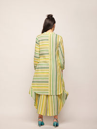 Printed Green Polka Dots Striped Tunic