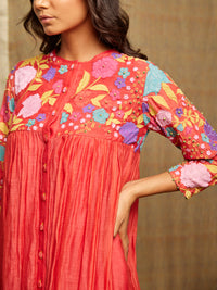 Rose Red Embroidered Dress