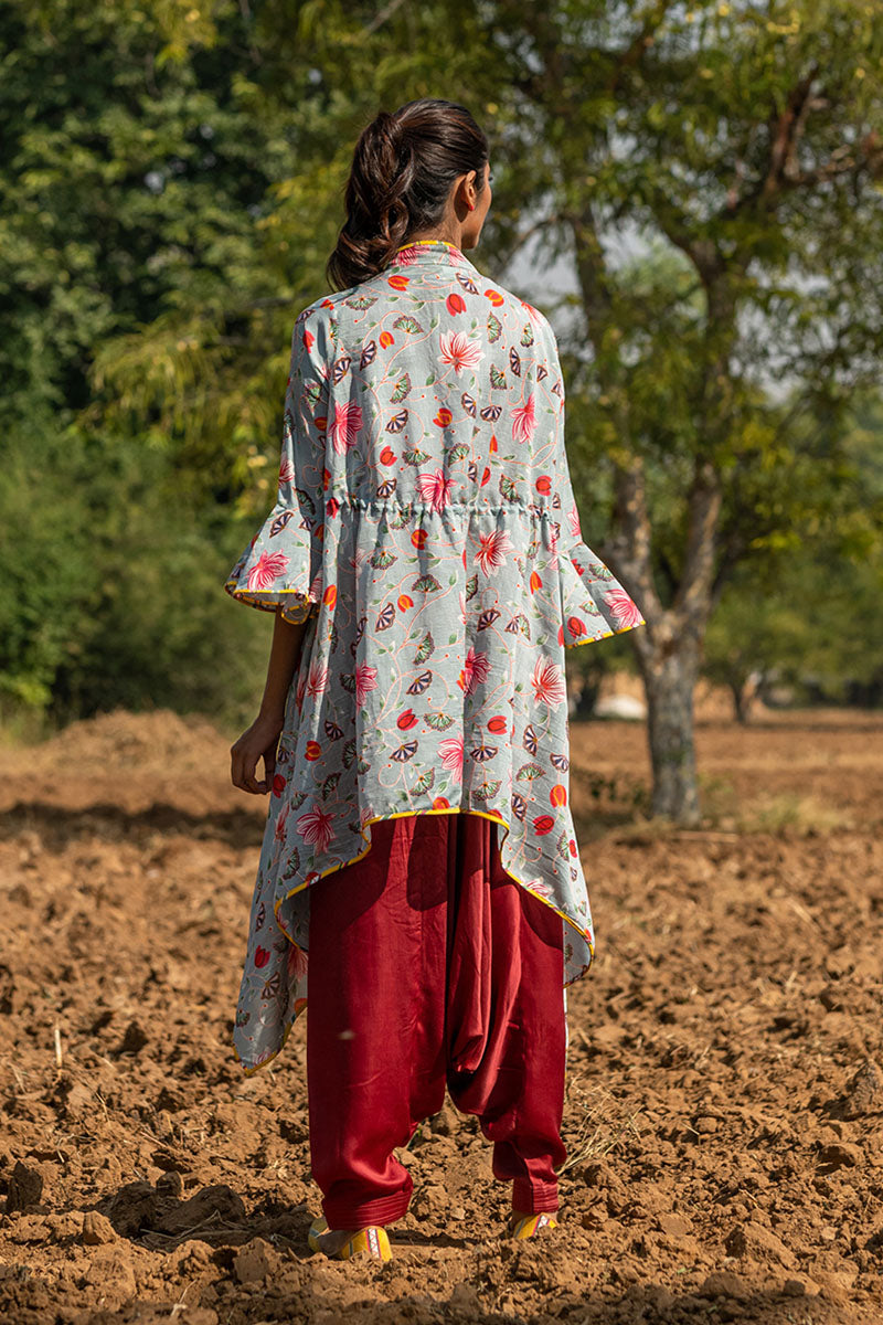 Printed Grey Zaal Overlay Cape