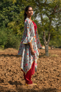 Printed Grey Zaal Overlay Cape
