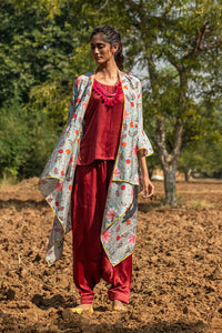 Printed Grey Zaal Overlay Cape