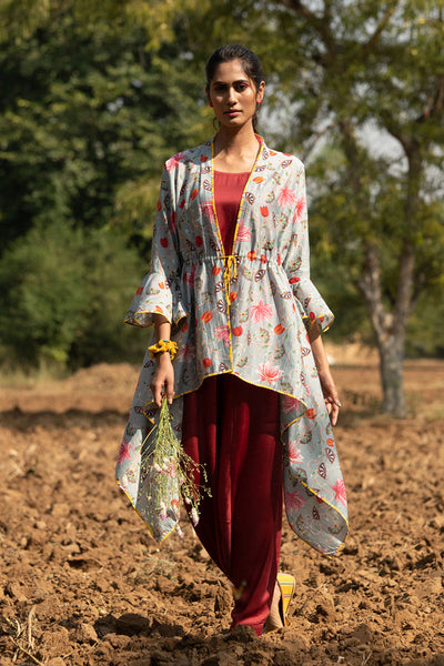 Printed Grey Zaal Overlay Cape