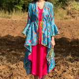 Printed Turquoise Zaal Overlay Cape