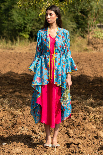 Printed Turquoise Zaal Overlay Cape