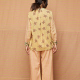 Block Printed Beige with Rose Pink Striped Pants