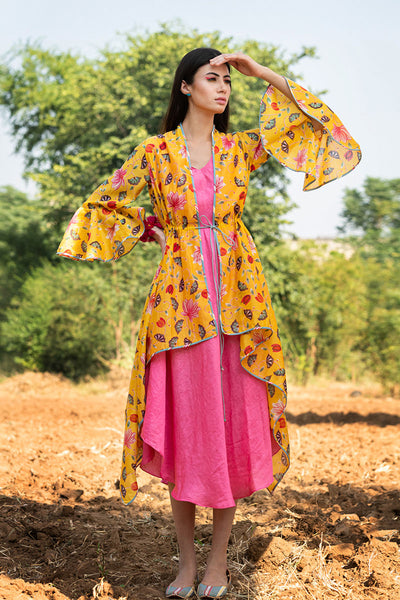 Printed Yellow Zaal Overlay Cape