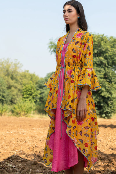 Printed Yellow Zaal Overlay Cape