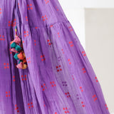 Purple Embroidered Applique Wrap Dress