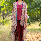 Printed Diagonal Beige Overlay Cape