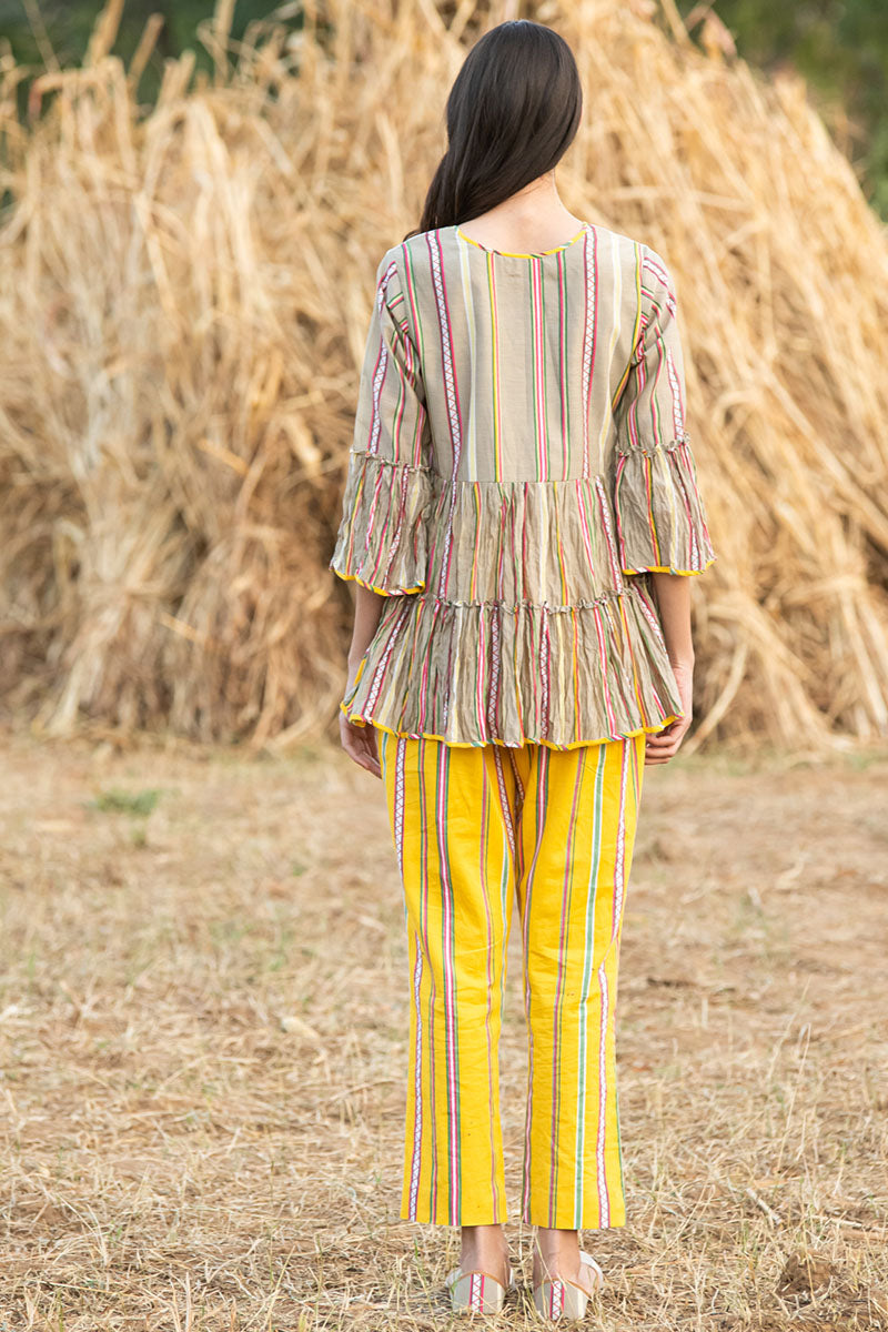 KAMAL STRIPES CRUSHED BEIGE TOP