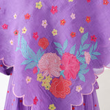 Purple Embroidered Applique Scarf