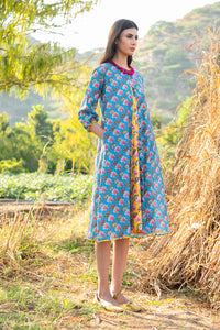 KAMAL DIAGONAL TURQUOISE PANELLED JACKET WITH INNER
