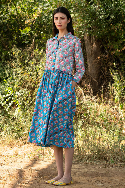Color Block Printed Kamal Dress
