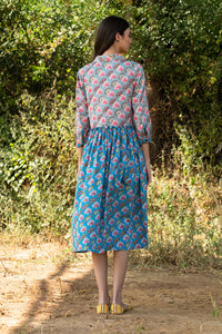 KAMAL COLOR BLOCK TURQUOISE DRESS
