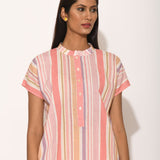 Printed Pink Dots Striped Top
