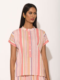 Printed Pink Dots Striped Top