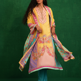Yellow Multi Butterfly Kurta Set