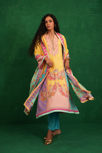 Yellow Multi Butterfly Kurta Set