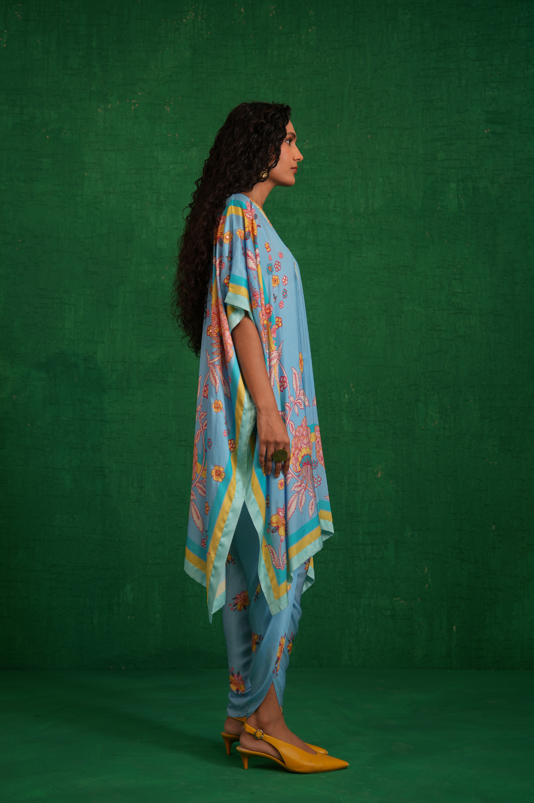 Butterfly blue poncho set