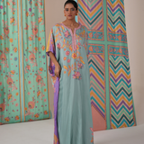 Sage/purple butterfly kaftan