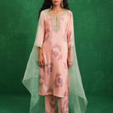 Pink Printed Embroidered Buta Jaal Kurta Set